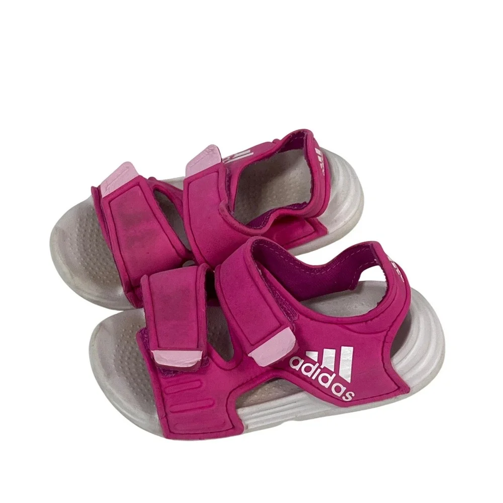 Adidas Kids Dark Pink Adjustable Sandals Sporty Comfort Vacation Baby Girls 6c